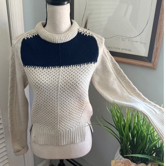 ZADIG VOLTAIRE Womens Sweater XS Rozenn Wool Cashmere Color Block Neutral - Picture 1 of 13